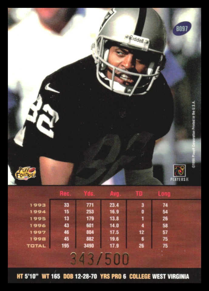 1999 Playoff Prestige SSD James Jett #B097 SN Oakland Raiders 4D - Image 2 of 2