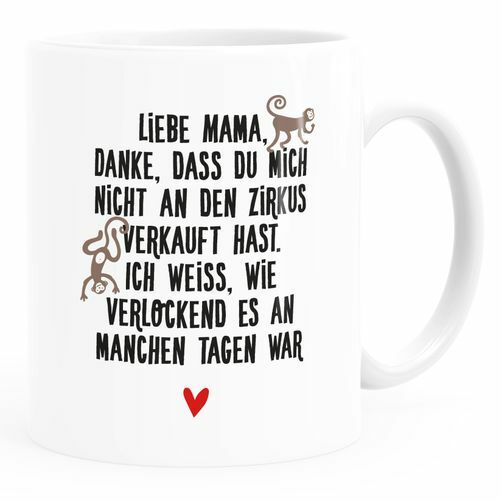 Kaffee-Tasse Geschenk für Mama Tochter Sohn Herz Spruch lustig Danke dass du