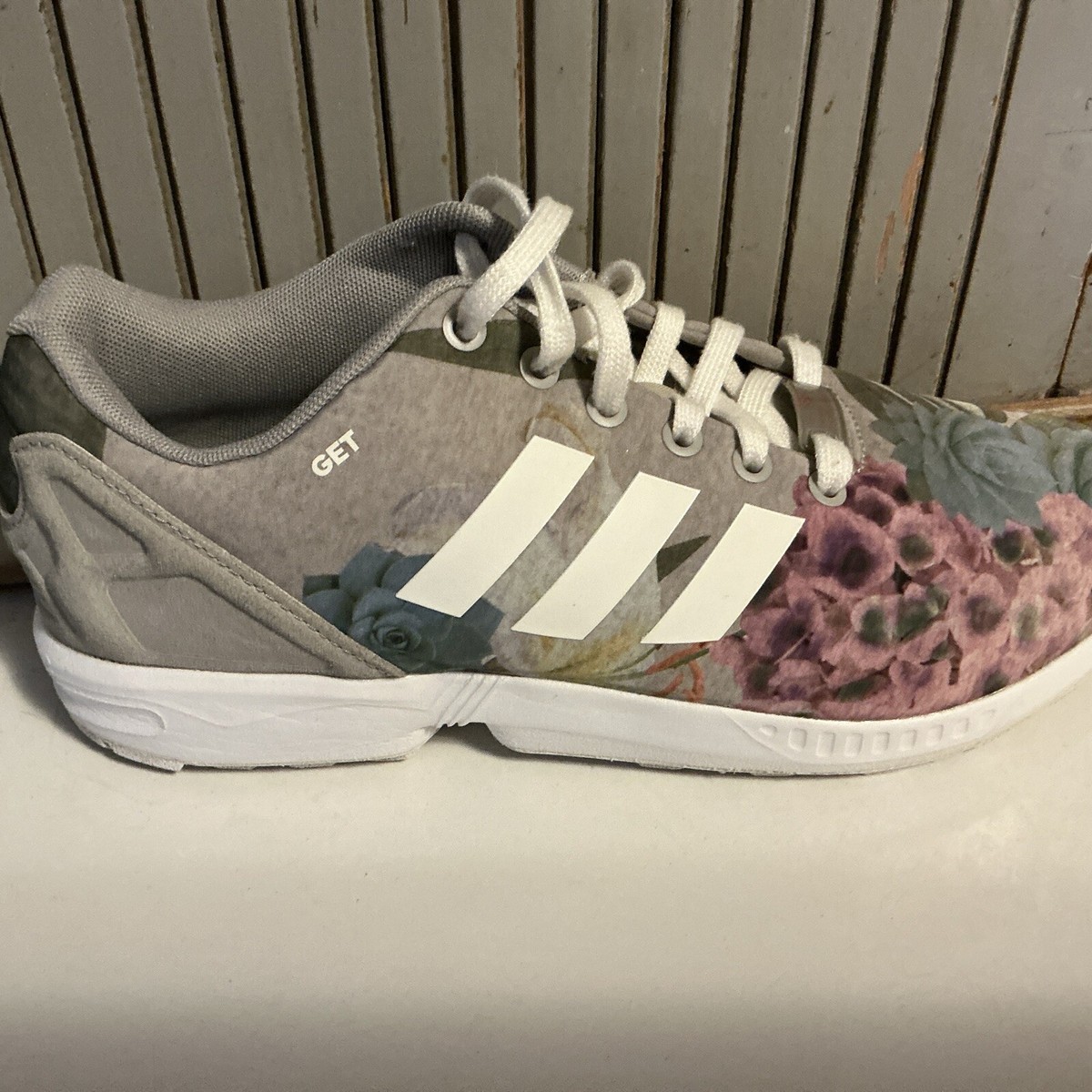 Adidas Women's Originals ZX Flux Grey White Floral Succulent