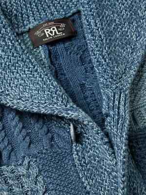 RRL Ralph Lauren Indigo Navy Shawl Patchwork Sweater