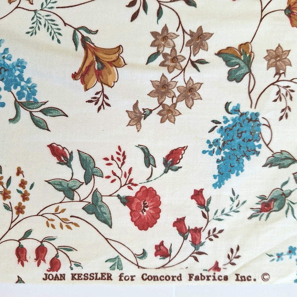 Floral Botanical Print On Cream Chintz Joan Kessler Concord Cotton Fabric BTHY - Image 2 of 4
