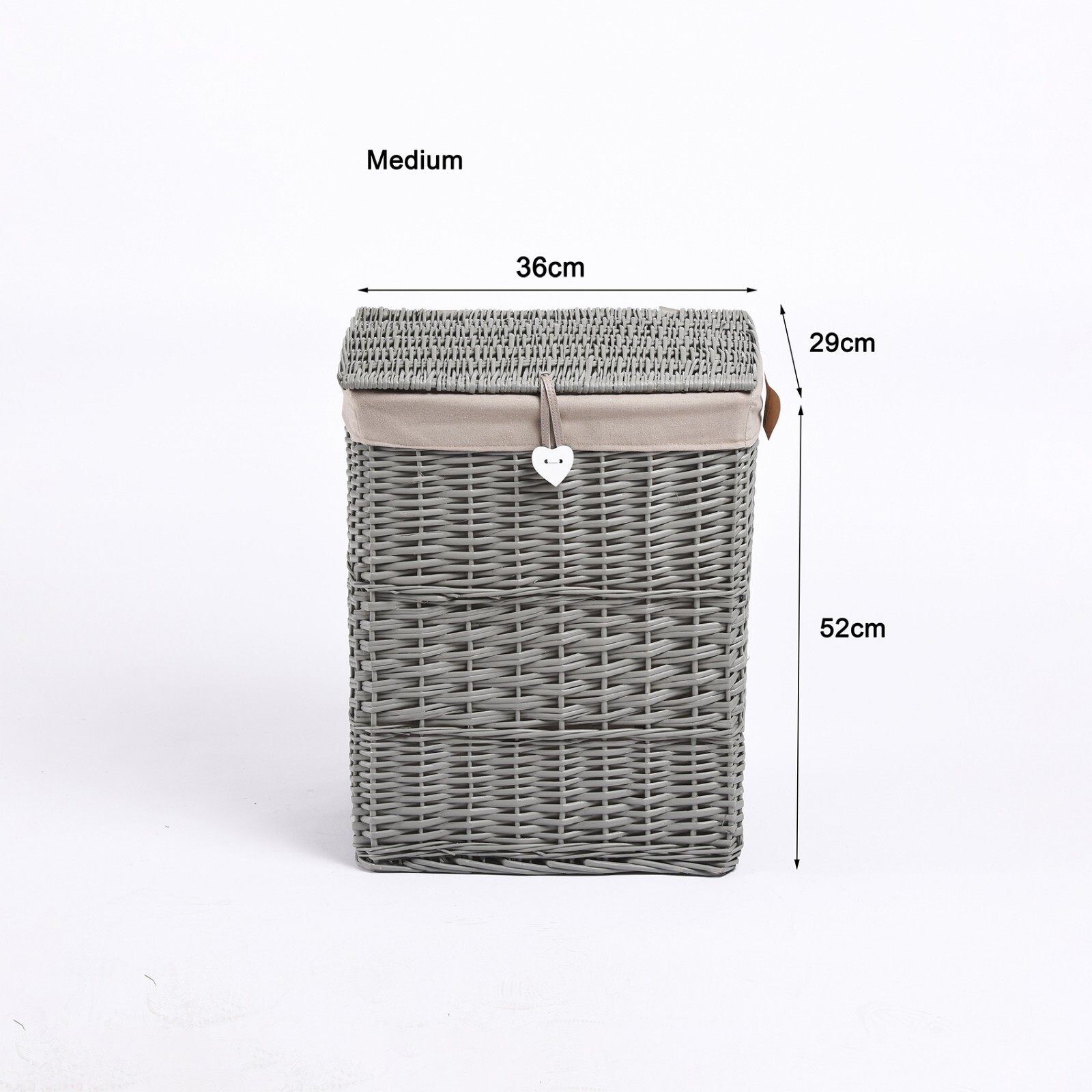 Premium Grey Paint Laundry Wicker Basket Cotton Lining With Lid Bathroom Storage