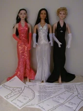 Halter Evening Gown, Glove Pattern 22AM06 For Tonner's 22" American Model Dolls