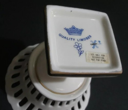 Limoges SMALL Pierced Pedestal Fruit Bowl Cookies Candy Dessert Serving Stand !! - Picture 5 of 6