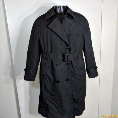 DSCP Military US Army 2010 Long RAINCOAT Trench Coat Womens 12S 12 sh Black 