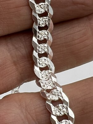 Sterling Silver Thin Cuban Chain Bracelet for men 925 - 7 mm