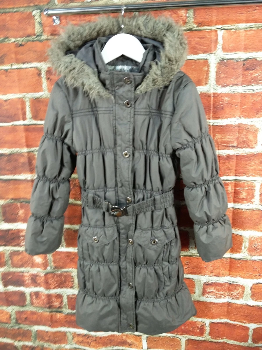 GIRLS COAT AGE 8 9 YEARS TAMMY KHAKI RUNCHED PADDED JACKET BELT