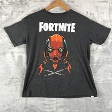 FORTNITE T Shirt, Youth XL, Gray Graphic Skin & Pickaxe Video Games
