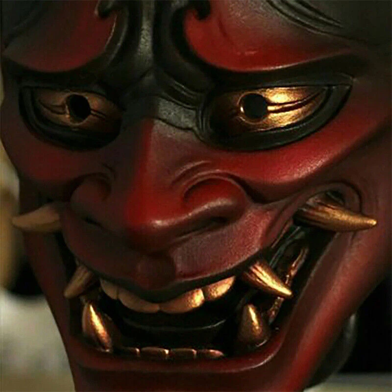 2022 Japanese Hannya Prajna Devil Demon Oni Samurai Mask Latex Halloween Props - Image 4 of 4
