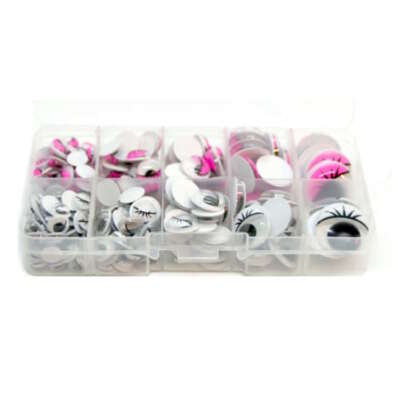 Rosa-Weiße Wackelaugen Boxe/Set 8mm - 20mm Selbstklebende Kulleraugen   