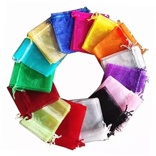 Random 10 Colors Mesh Organza Gift Bags with 3.5x4.7 Inch (Pack of 100) Mixed