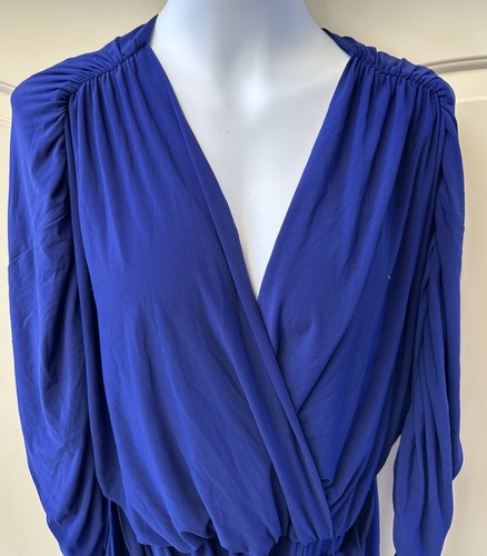 Vestido para mujer Eliza J manga fruncida cobalto sobrepellizque talla grande 16W - Imagen 5 de 7
