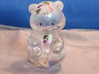 Fenton Iridescent Glass Bear Figurine Hand Painted  - Artist Signed - Sallman