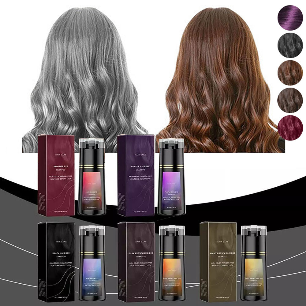 Champú tinte para cabello 200 ml color natural tinte instantáneo color de cabello champú lavable