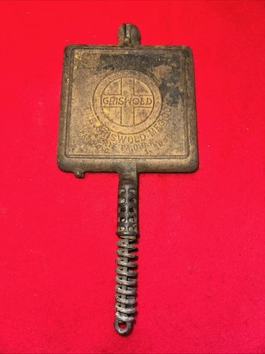 Griswold  No. 11 Square Cast Iron Waffle Iron Patent 1908 No Base