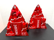 Set of 2 Christmas Red Nescafé Gift Pack Coffee Mugs with Coffee Packets 11 0z.