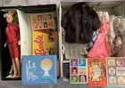 Vintage Barbie Mixed Lot Genuine Brown Mink Coat w/Dolls, Case & Accessories