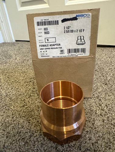 NIBCO 603 2-1/2 in Copper Female Adapter C x F Straight Coupling Fitting