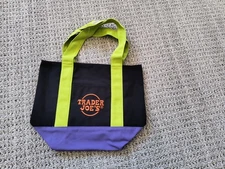 Trader Joes Mini Canvas Tote Bag 🎃Trick or Treat🎃Black Purple🔥New With Tags🔥