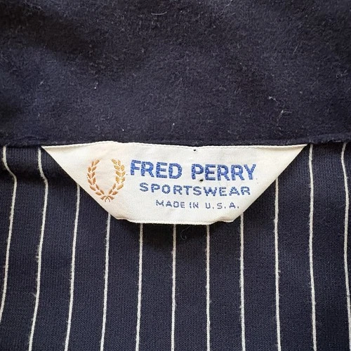 Vintage Fred Perry Track Jacket Full Zip Men’s Medium Navy Blue Pinstripe USA image 3