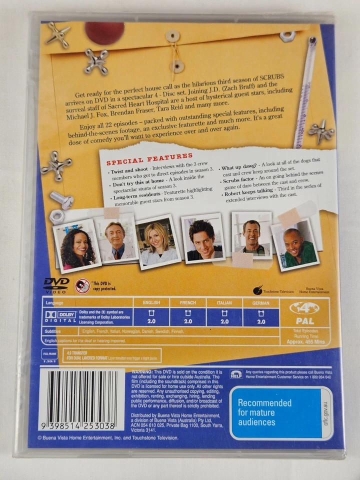 Scrubs - Season 3 DVD (Brand New & Sealed) Region 4 - image 2 of 2