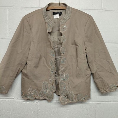 Nancy Bolen City Girl Boho Artsy Beaded Embroidered Eclectic Jacket Women MEDIUM