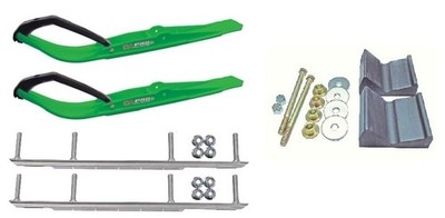 C&A Pro Green Razor Snowmobile Skis w/ 9'' Shaper Bars Complete Kit Polaris