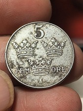 Norvegia Moneta 5 ore 1942 Non Comune Ferro 