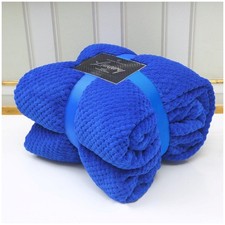 LUXURY POPCORN WAFFLE BLANKET FLEECE TRAVEL THROW SOFA BED WARM COSY EXTRA LARGE