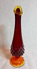 VINTAGE FENTON AMBERINA HOBNAIL SWUNG BUD VASE