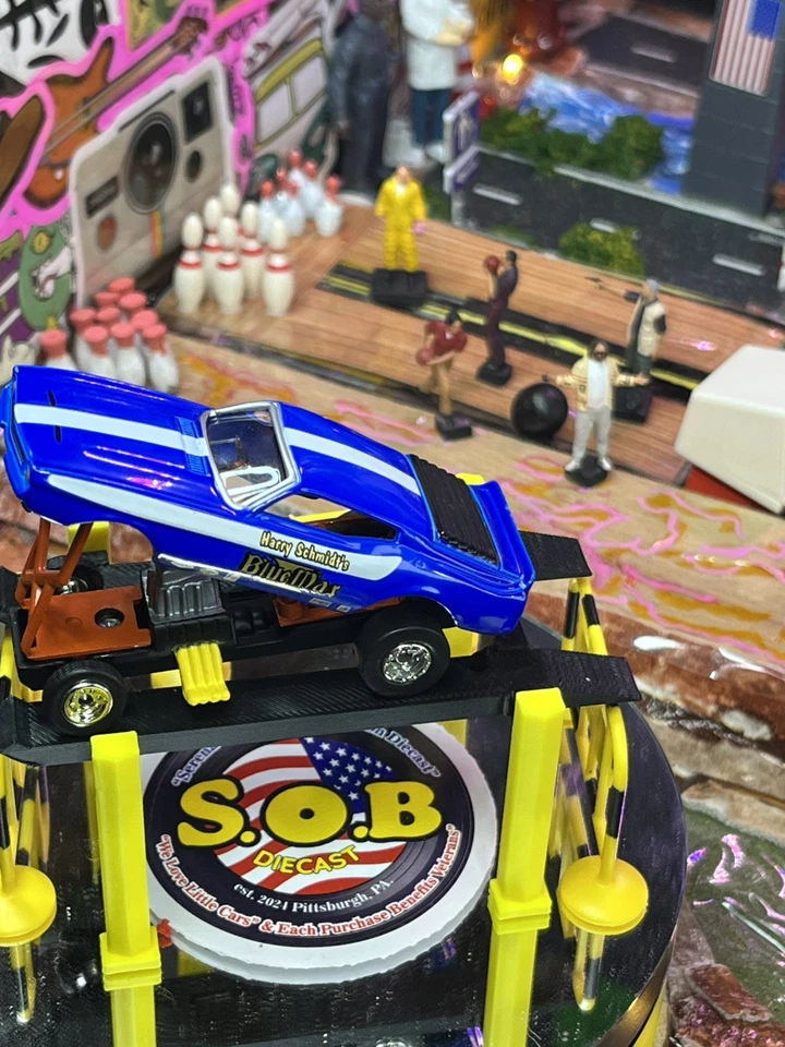 Johnny Lightning 1972 Ford Mustang Schmidt Blue Max FunnyCar NMCond Rubber Tires - Image 2 of 4