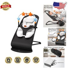Deluxe Infant Bouncer, Grey/Ivory, Toy Bar, Adjustable Backrest, Rock/Stationary