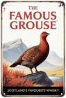 Famous Grouse Scotch Whisky Retro Advertising Tin Metal Signs Home Décor Vintage