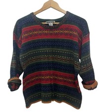 Vintage 90s Sweater Medium Geometric Colorful Retro Native Abstract