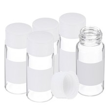 5pcs 10ml Clear Glass Vials Bottles with White Screw Caps with Writing Label