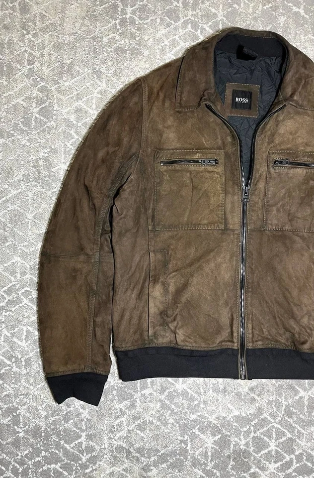 Hugo Boss Suede Men's Jacket Size US 38R/UK48/ M Brown 100% Goatskin - Image 3 of 4