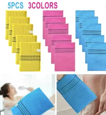 5pcs Exfoliating Bath Washcloths: Korean Italy Style Body Scrub Shower Towels