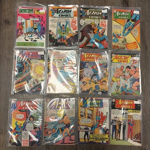LOT OF 12 VINTAGE Action Comics DC SUPERMAN Batman Detective VERY GOOD