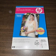 HP Premium Plus Inkjet Photo Paper High Gloss 4”x6" 60 Sheets 11.5 mil Sealed