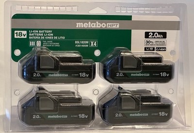 METABO HPT 4-PACK 18V 2.0AH LITHIUM ION BATTERY BSL1820M - 381495M