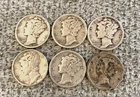 Lot of Six (6) 90% Silver Mercury Dimes - Various Dates - As Pictured