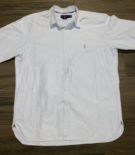 Polo Ralph Lauren Shirt Mens 2XLT Tall Blue Oxford Classic Fit Flesh Pony Button - Picture 18 of 18