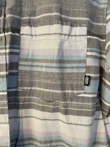 Vans Shirt Men’s L Striped Button-Up Short Sleeve Skater Surf Polo Vibe Outdoors - Picture 2 of 5