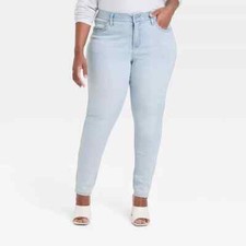 WOMEN'S SIZE 20 ULTRA LIGHT WASH SKINNY HIGH-RISE STRETCH JEANS-AVA VIV