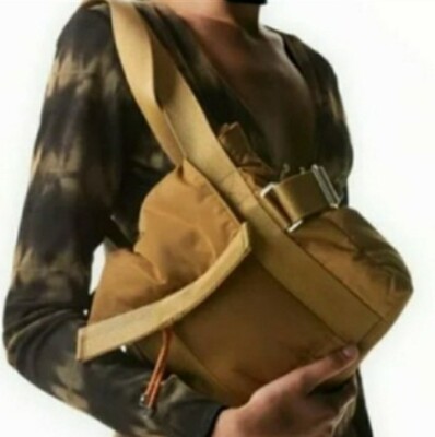 ZARA Beige Nylon Strap Shoulder Bag With Front Handles NEW