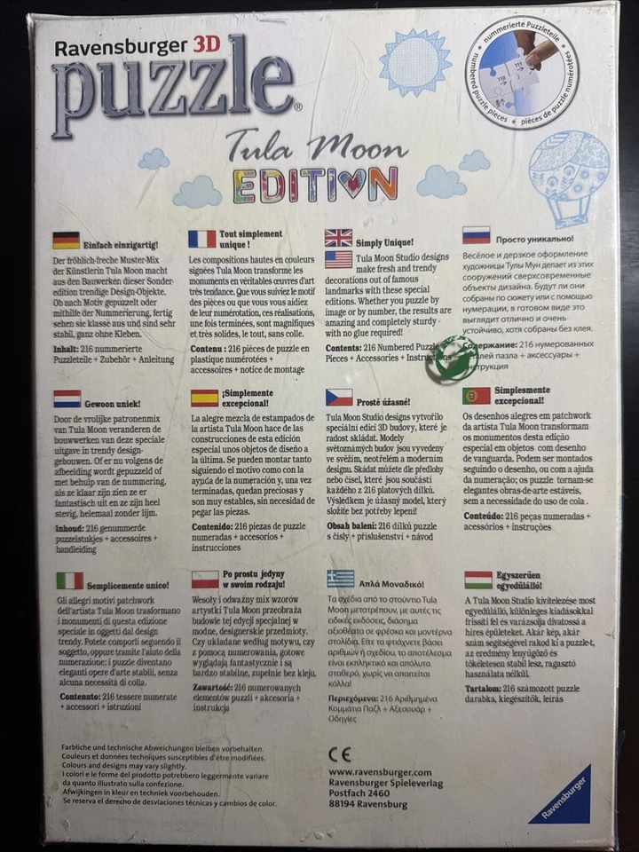 Ravensburger 3D Puzzle/Tula Moon Edition/216 Plastic Pieces/"Tower of Pisa" - Image 2 of 4