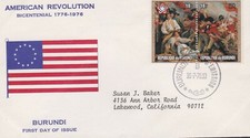 BURUNDI 1976 FDC  AMERICAN BICENTENNIAL ART PAINTING BATTLE OF BUNKER HILL