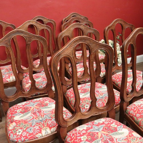 Set of 10 Antique French Oak Dining Chairs with William Morris 'Strawberry Thief - Picture 17 of 20