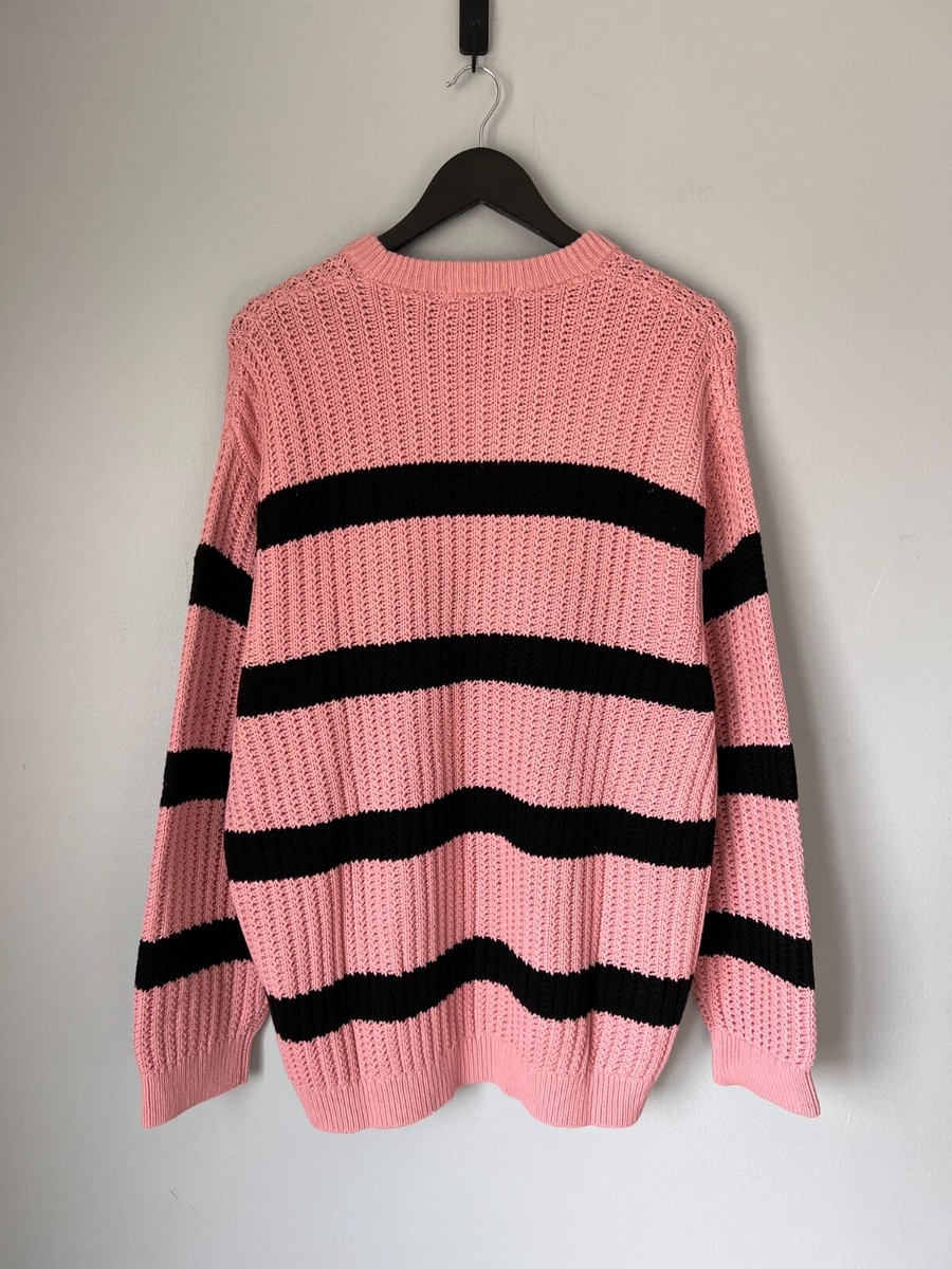 【XL】Loose Gauge Stripe Small Box Sweater Supreme Loose Gauge Small Box Logo Sweater - Size XL - Pink