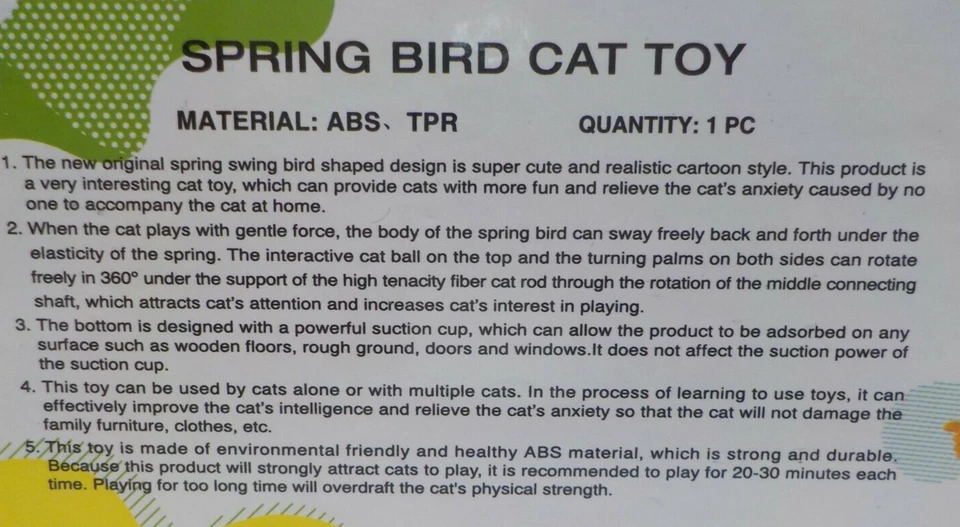 Spring bird cat toy suction cup - Image 2 of 2
